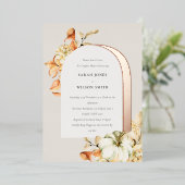 Rustic Autumn Pumpkin Arch Floral Couples Shower Folie Uitnodiging (Staand Voorkant)