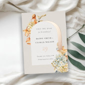 Rustic Autumn Pumpkin Arch Floral Save the Date Folie Uitnodiging