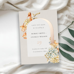 Rustic Autumn Pumpkin Arch Floral Save the Date Folie Uitnodiging