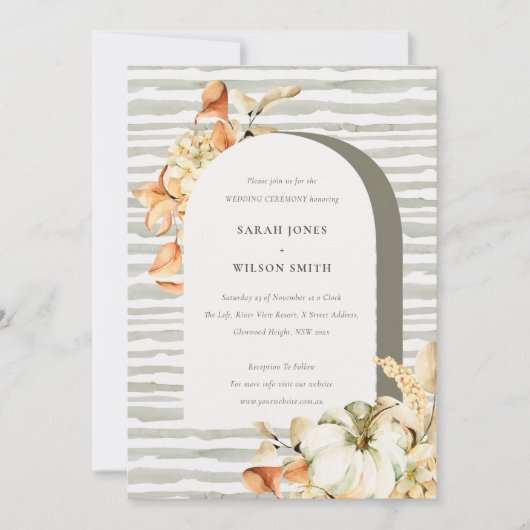 Rustic Autumn Pumpkin Arch Floral Wedding Invite Bedankkaart (Voorkant)