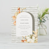 Rustic Autumn Pumpkin Arch Floral Wedding Invite Bedankkaart (Staand voorkant)