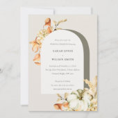 Rustic Autumn Pumpkin Arch Floral Wedding Invite Bedankkaart (Voorkant)