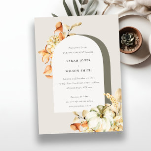 Rustic Autumn Pumpkin Arch Floral Wedding Invite Bedankkaart