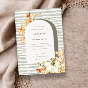 Rustic Autumn Pumpkin Arch Floral Wedding Invite Bedankkaart