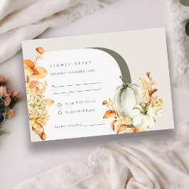 Rustic Autumn Pumpkin Arch Floral Wedding RSVP Informatiekaartje