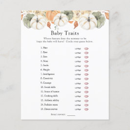 Rustic Autumn Pumpkin Baby Traits Shower Game