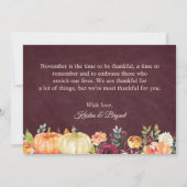 Rustic Autumn Pumpkin Burgundy Floral String Light Bedankkaart (Achterkant)