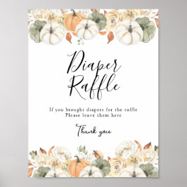 Rustic Autumn Pumpkin Diaper Raffle Sign Poster