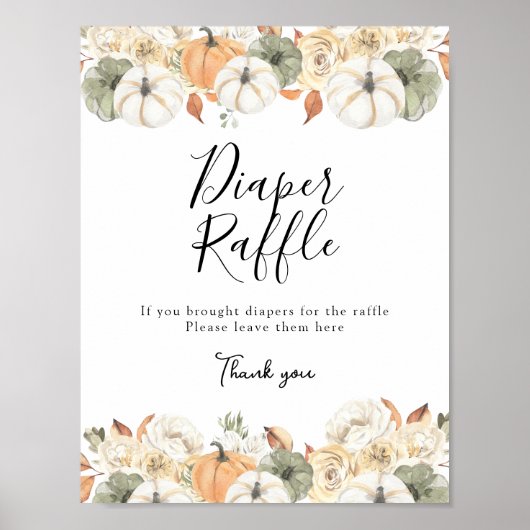 Rustic Autumn Pumpkin Diaper Raffle Sign Poster (Voorkant)
