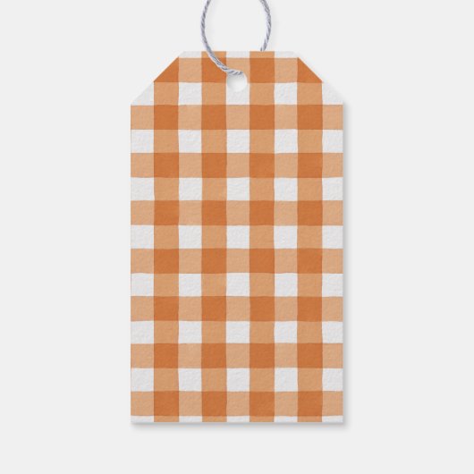 Rustic Autumn Pumpkin Farmhouse Buffalo Check Cadeaulabel (Achterkant)