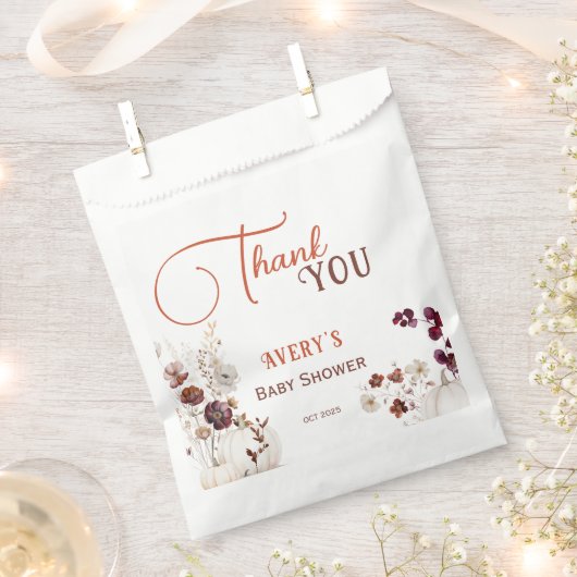 Rustic Autumn Pumpkin Floral Baby Shower Thank You Bedankzakje (Geknipt)