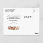 Rustic Autumn Pumpkin Floral Thanksgiving Foto Briefkaart (Achterkant)