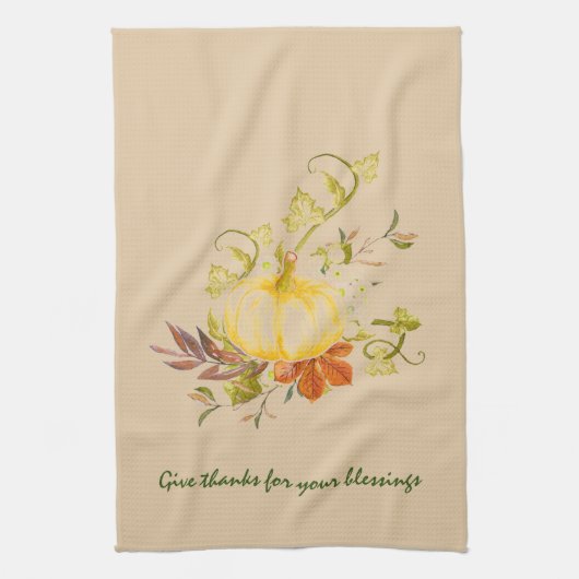 Rustic Autumn Pumpkin Herfst Kitchen Towel Theedoek (Verticaal)