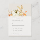 Rustic Autumn Pumpkin Leafy Floral Wedding RSVP Informatiekaartje (Voorkant)