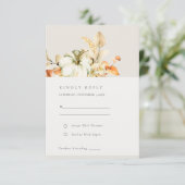 Rustic Autumn Pumpkin Leafy Floral Wedding RSVP Informatiekaartje (Staand voorkant)