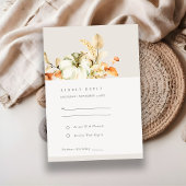 Rustic Autumn Pumpkin Leafy Floral Wedding RSVP Informatiekaartje
