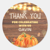 Rustic Autumn Pumpkin Patch Birthday Ronde Sticker (Voorkant)