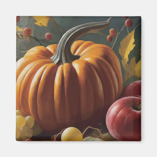 Rustic Autumn Pumpkin Thanksgiving and Halloween Magneet (Voorkant)