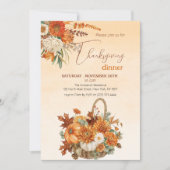 Rustic Autumn Pumpkin Thanksgiving Dinner Kaart (Voorkant)
