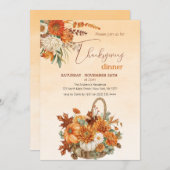 Rustic Autumn Pumpkin Thanksgiving Dinner Kaart (Voorkant / Achterkant)