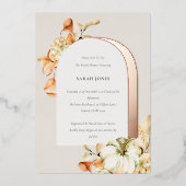 Rustic Autumn Pumpkin Vrijgezellenfeest Folie Uitnodiging (Voorkant)