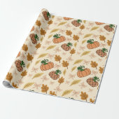 Rustic Autumn Pumpkin Wrapping Paper Cadeaupapier (Uitgerold)