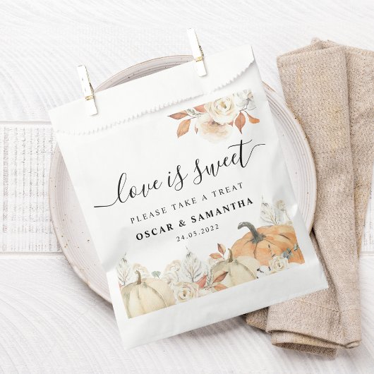 Rustic Autumn Pumpkins & Flowers Bedankzakje