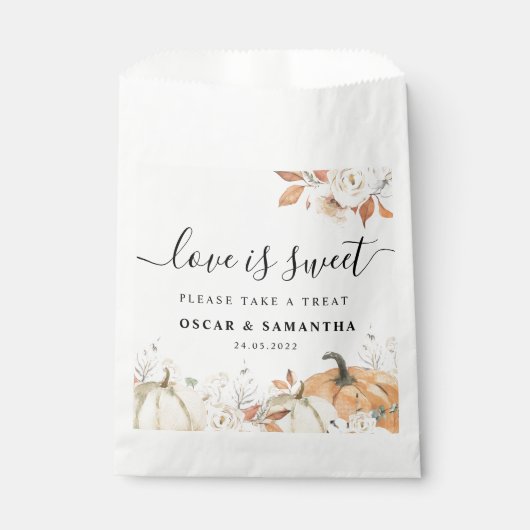 Rustic Autumn Pumpkins & Flowers Bedankzakje (Voorkant)