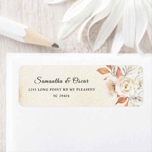 Rustic Autumn Pumpkins & Flowers Etiket (Insitu)