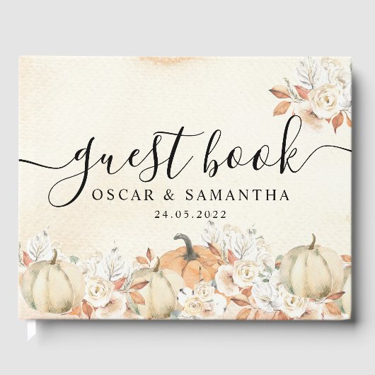 Rustic Autumn Pumpkins & Flowers Gastenboek (Voorkant)