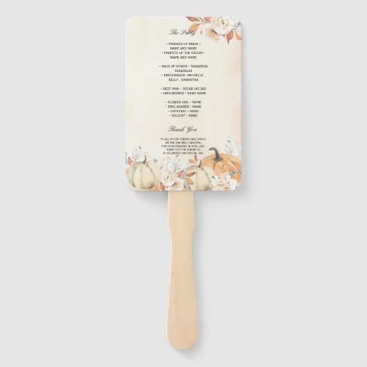 Rustic Autumn Pumpkins & Flowers Handwaaier (Achterkant)