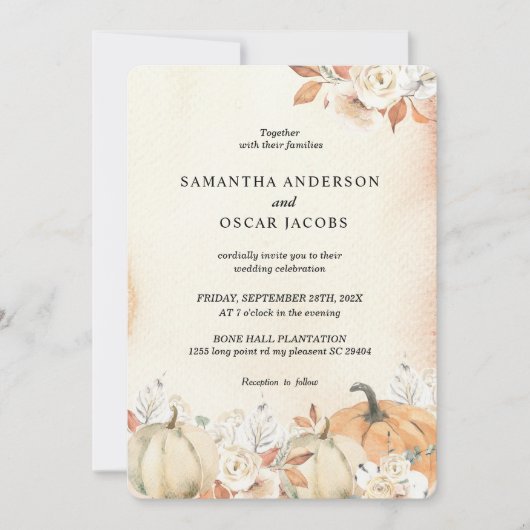 Rustic Autumn Pumpkins & Flowers Kaart (Voorkant)