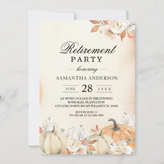 Rustic Autumn Pumpkins & Flowers Kaart (Voorkant)