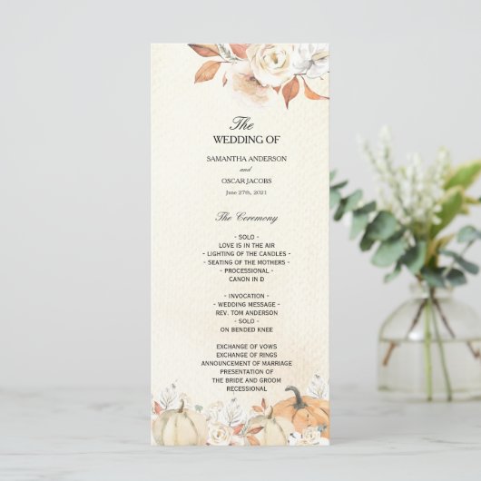 Rustic Autumn Pumpkins & Flowers Menu (Staand voorkant)