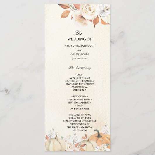 Rustic Autumn Pumpkins & Flowers Menu (Voorkant)