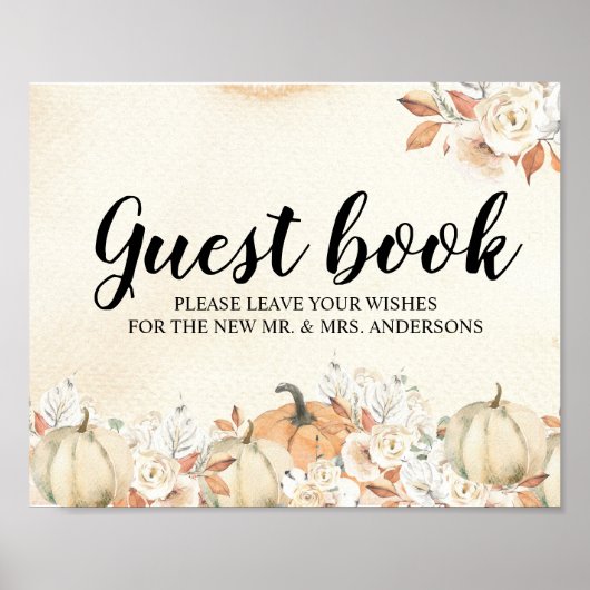 Rustic Autumn Pumpkins & Flowers Poster (Voorkant)