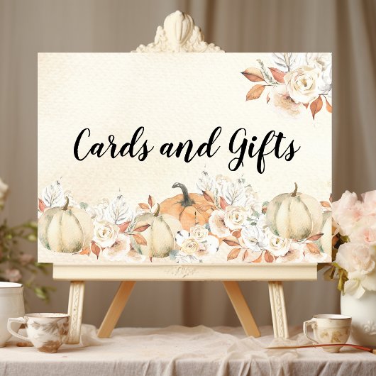 Rustic Autumn Pumpkins & Flowers Poster