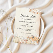 Rustic Autumn Pumpkins & Flowers Save The Date