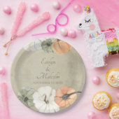 Rustic Autumn Pumpkins Personalized Wedding Papieren Bordje (Feest)