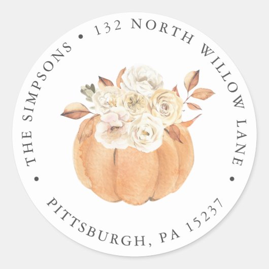 Rustic Autumn Return Address Classic Round Sticker (Voorkant)