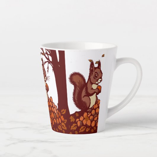 🐿️ Rustic Autumn Squirrel Latte Mug - Cozy Fall Latte Mok (Rechts)