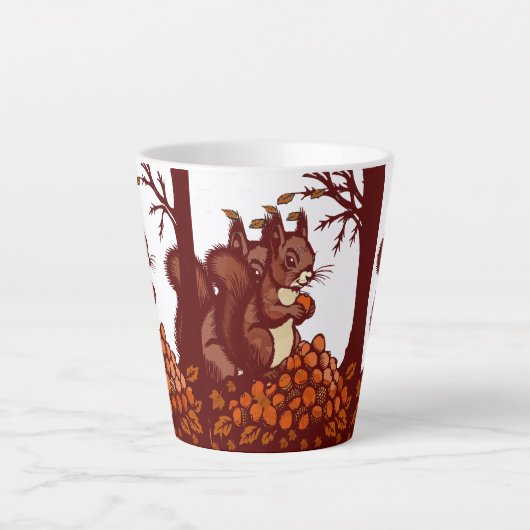 🐿️ Rustic Autumn Squirrel Latte Mug - Cozy Fall Latte Mok (Voorkant)