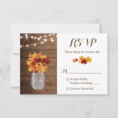 Rustic Autumn String Lights Mason Jar Wedding RSVP (Voorkant)