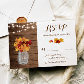 Rustic Autumn String Lights Mason Jar Wedding RSVP Kaartje