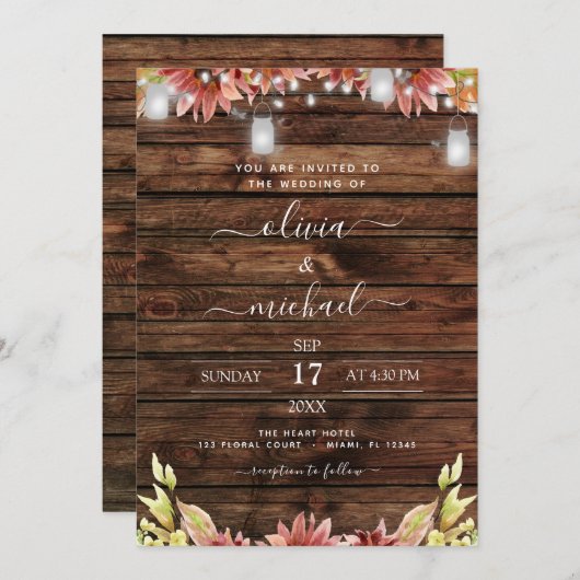 Rustic Autumn Sunflower Country Weddenschap Kaart (Voorkant / Achterkant)