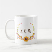 Rustic Autumn Sunflower Duo Monogram Koffiemok (Links)