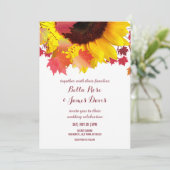 Rustic Autumn Sunflower Fall Wedding Invitting Kaart (Staand voorkant)