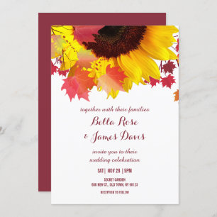 Rustic Autumn Sunflower Fall Wedding Invitting Kaart