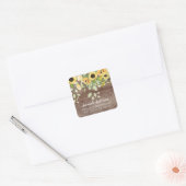 Rustic Autumn Sunflower Floral Return Address Vierkante Sticker (Envelop)