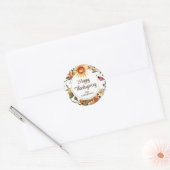 Rustic Autumn Sunflower Floral Thanksgiving Script Ronde Sticker (Envelop)